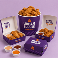Boîte à frites jetable en papier pour emporter, emballage alimentaire personnalisé pour ailes de poulet, boîtes à hamburgers, conteneur pour plats à emporter rapides