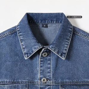 Chaqueta Vaquera de Motociclista para Hombre, Estilo Urbano, Color Sólido Lavado, Talla Grande, Venta al Por Mayor de Fábrica, Personalizable OEM - Product Image 5