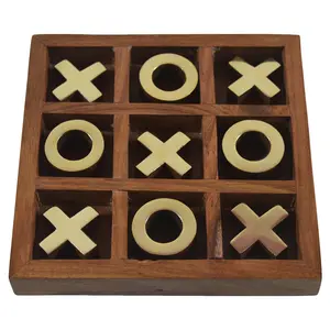 Tic Tac Toe Wooden Game Entertainment Jogos para Adultos e Crianças Fun Board Estratégia Disponível a preço acessível Made In India