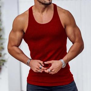 Camiseta sin mangas para hombre, camiseta sin mangas de 7 colores sólidos para Fitness, camiseta negra para deportes y Ocio en forma de I, camiseta sin mangas ajustada de algodón - Product Image 5
