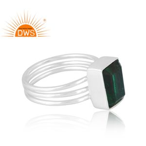 Meilleure vente 925 Sterling vente naturel Doublet zambien émeraude Quartz bague en pierres précieuses conception personnalisée fabricant de bijoux - Product Image 4