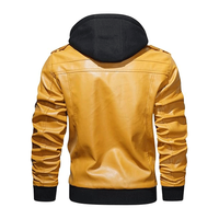 Chaqueta de Motociclista para Hombre, Casual, con Capucha, Cuello Camisero, de Cuero Sintético, con Cierre, Impermeable, Transpirable y Reversible para Invierno