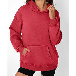 Sweat à capuche oversize pour femme en 100% coton avec logo personnalisable sur le devant pour l'automne et l'hiver, vêtements décontractés en gros - Product Image 1