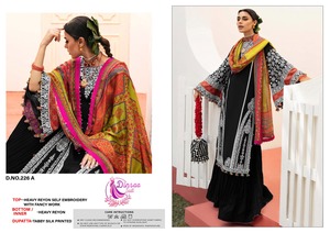 Robe longue en soie de rayonne lourde de créateur Salwar Kameez Dupatta avec broderie fantaisie pour mariages indiens et pakistanais et vêtements décontractés - Product Image 2