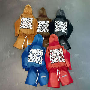 Custom Puff Print Pullover Hoodies <b>Lightweight</b> Loose Two Piece Jogging Set Sweat Suit Hoodie With <b>Short</b> <b>Shorts</b> Set for <b>Men</b> - Product Image 5