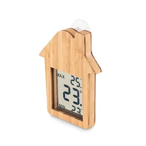 Station météo en bambou HISA, thermomètres et gadgets durables pour la maison - Product Image 1