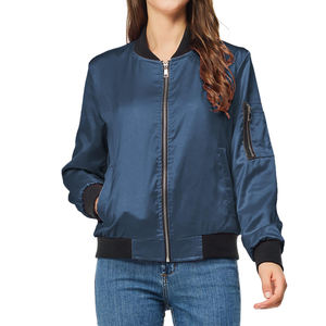 New Streetwear Breathable Style Women Satin Bomber <b>Jacket</b> Factory Made High Quality Satin Women Bomber <b>Jacket</b> - Product Image 4