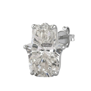 Regalos de Navidad, Pendientes de Plata de Ley 925 Chapados en Oro Fino con Diamante Cultivado en Laboratorio de 3 Quilates con Certificación GIA IGI, Diseño de Mano de Hamsa, para Él y Ella - Product Image 1