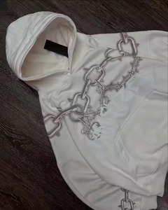 OEM High Quality 100% Cotton Fleece Silk Screen Printing Customized Oversized Streetwear Hoodie Winter Unisex Cropped Men Solid - Product Image 3