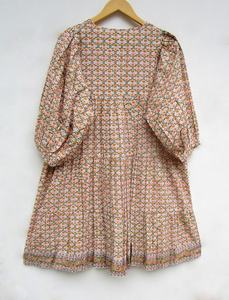 Col en V manches courtes ample cravate teinture caftan gitane rayonne tissu vêtements femme naturel adultes robes de Cocktail robe modeste - Product Image 2