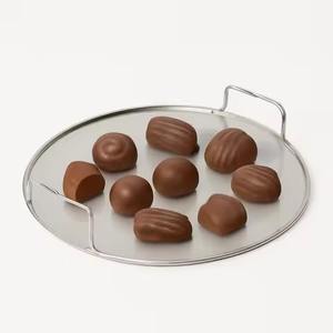Plateau rond en argent pour servir des chocolats pour l'Aïd Ramadan, plateau à fruits secs, plateau à dessert pour cadeau et utilisation festive - Product Image 1