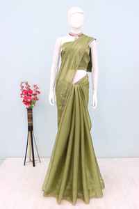 Sari de gasa de diseñador de Bollywood Premium, Sari de borde de encaje Moti elegante a la moda para niñas, ropa de fiesta de boda, Sari de indio - Product Image 4