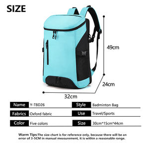 Bolsa deportiva personalizada con estampado de gran capacidad Mochila deportiva multifuncional impermeable Oxford bádminton raqueta de tenis mochila bolsas - Product Image 2