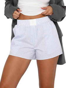 Shorts en coton à carreaux tendance d'été, amples, décontractés, taille élastique, pantalon de pyjama, motif tendance - Product Image 2