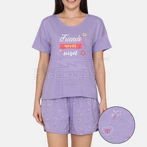 Ensembles courts d'été deux pièces pour femmes Polyester/coton mélangé léger respirant décontracté manches courtes couleur personnalisée haute - Product Image 1