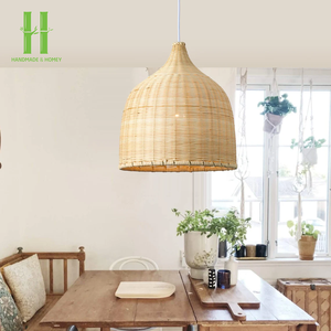 Lámparas Colgantes de Bambú y Ratán Tejidas a Mano, Pantalla de Mimbre Natural, Estilo Wabi Sabi, Forma de Pétalo de Flor Beige, Lámpara Moderna para Interiores - Product Image 6