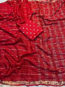 Sari en viscose pure pour femmes avec un design pallu, chemisier en viscose dola assorti et sari décontracté pour les fêtes, fabriqué en Inde - Product Image 3