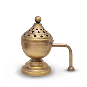 Akhand Diya en métal doré, lampe à huile en laiton avec couvercle en verre et bouton pour Pooja au prix de gros - Product Image 5
