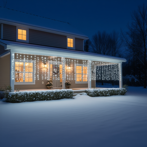 Cortina de Luces LED Transparentes de Color Blanco Frío para Navidad, 240 Luces IP44 D3741, 4+5m, Luces Articulables para Decoración - Product Image 3