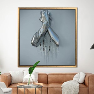 Tableau sur toile imprimé à la main, style métallique moderne - Design élégant et tendance, encadré or - Product Image 1