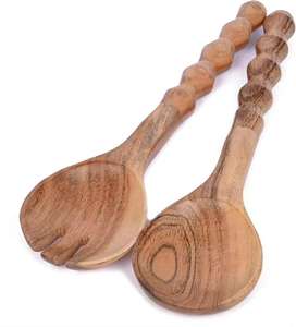 Juego de servidor de ensalada de cuerno hecho a mano de calidad superior con mango de hueso, cuchara decorativa para ensalada, juego de tenedor para vajilla vikinga, utensilios de cocina - Product Image 3