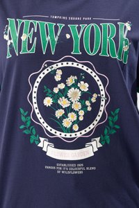 Camiseta Varsity 'New York' Azul Marino para Mujer, Corte Holgado, Diseño Estampado Ecológico para Verano - Product Image 4