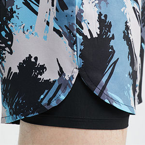 Short de course d'été pour hommes High Street Quick Dry Gym Outwear Logo personnalisé Taille élastique Poches double couche Solide Écologique - Product Image 5