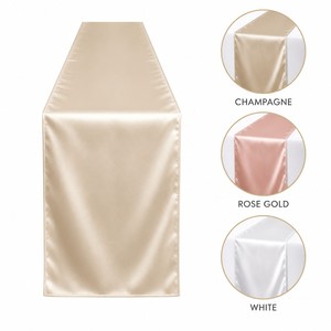 Chemin de table en satin 72 pouces, chemin de table de mariage, or champagne, rectangulaire, décoration de table pour mariage, banquet, fête - Product Image 6