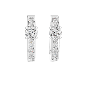 Boucles d'oreilles créoles en diamant CVD de laboratoire 0,792 CT VVS-VS-EF, Or 18 carats, 14 carats, 10 carats et Argent 925, Options Moissanite, Rose - Product Image 3