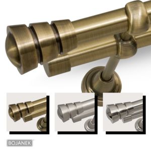 Tringle à rideaux double BOJANEK, tube de 19 mm, design moderne métallisé, différentes longueurs, différents embouts et couleurs, personnalisation facile - Product Image 1