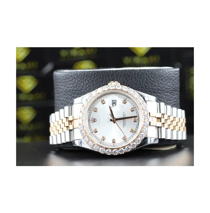 Luxury Diamond Watches Sapphire Dial Window Material VVS Clarity Moissanite Diamond Studded Automatic Watch