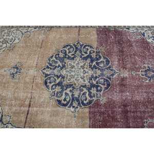 Alfombra Turca Vintage de 4.5x7.2 pies (137x219 cm), Alfombra a Cuadros Azul y Roja - Product Image 5