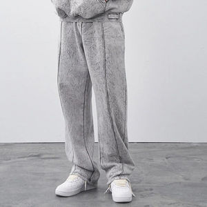 Chándal de invierno con capucha para hombre 2025, lavado ácido, talla grande, informal, servicio OEM personalizado, 100% algodón - Product Image 4