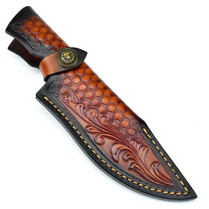 Cuchillo de hoja fija de acero de Damasco personalizable de alta calidad mango de palisandro cuchillo Bowie para acampar al aire libre soporte OEM al por mayor - Product Image 4