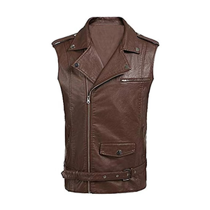 Chaleco de Motocicleta de Cuero Auténtico de Alta Calidad para Hombre, Estilo Casual, Ligero, Impermeable, con Botones, para Uso en Exteriores en Invierno, Suministro de Fábrica - Product Image 4