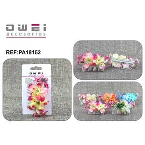 Alloy and Rhinestone 12u/c Flower with Comb <b>for</b> Party <b>Hair</b> Decoration - Product Image 1