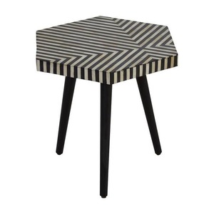 Bone Inlay Cube Side <b>Table</b> Black <b>White</b> Geometric Square End <b>Table</b> Handmade Accent Furniture Modern Livings Room Bedroom Decorate - Product Image 2