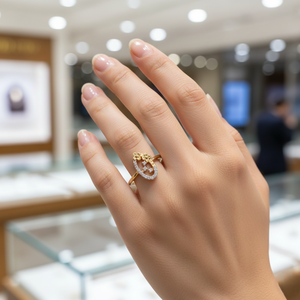 แหวนเพชรลายดอกไม้สไตล์วินเทจสีโรสโกลด์ดีไซน์ใหม่สำหรับผู้หญิงและเด็กผู้หญิง-ของขวัญวันครบรอบสุดอินเทรนด์ - Product Image 6