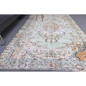 พรมตุรกีวินเทจ ขนาด 5.1x9.5 ฟุต พรมขนสัตว์สีเขียวลายปะติด - Product Image 2