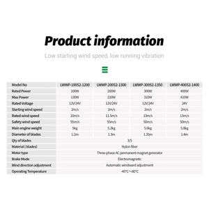 도매 수평축 3상 풍력 터빈 100W 가정용 소형 풍력 발전기 - Product Image 6
