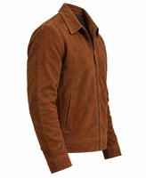 Blouson aviateur en cuir d'agneau marron pour homme, coupe classique, col rabattable, fermeture éclair, respirant, logo vintage sur le devant, vêtement d'hiver