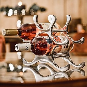 Pequeño y lujoso soporte de aluminio para vino, diseño moderno, Mini Bar para exhibición de champán, cocina, sala de estar, ahorro de espacio - Product Image 3