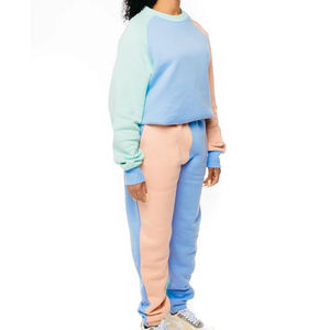 ชุดวอร์มสีพาสเทลสำหรับผู้หญิงเสื้อสเวตเตอร์และกางเกงจ็อกเกอร์โอเวอร์ไซส์2ชิ้นสำหรับใส่ประจำวันขายส่งโลโก้ตามสั่ง - Product Image 4