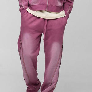 ชุดเซ็ตเสื้อฮู้ดซิปและกางเกงวอร์มลายฟอกสี สไตล์ลำลอง ทรงปกติ เสื้อฮู้ดและกางเกงจ็อกเกอร์ ชุดวอร์มคุณภาพสูงสำหรับฤดูใบไม้ร่วง ชุดวอร์ม 2 ชิ้น - Product Image 6