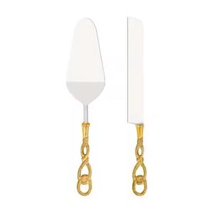 Set de serveur de couteaux à gâteau en acier inoxydable design moderne Vaisselle pour fête d'anniversaire Articles décoratifs - Product Image 1