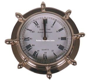 Reloj de rueda de ojo de buey pulido de latón de último diseño/reloj de latón de rueda de ojo de buey de barco/reloj de rueda pulido antiguo de latón hecho a mano - Product Image 1
