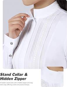 Camisas de Manga Larga para Niñas con Orificios para el Pulgar, Camisa de Equitación Inglesa con Protección Solar UPF50 de Secado Rápido, Chaqueta Ecuestre con Media Cremallera para Niños - Product Image 4