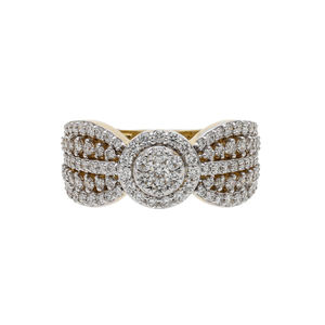 Anillo de Banda Ancha Clásico para Mujer, Chapado en Rodio con Diamantes Naturales en Oro de 14K, Elegante Anillo de Compromiso, Regalo de Boda, Engaste de Múltiples Hileras - Product Image 1