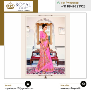 Large gamme de vêtements de créateur de mode de bonne qualité pour mariage et fête Collection de saris de tissage pur cachemire - Product Image 5