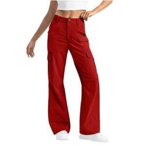 Pantalon cargo léger à jambe droite pour femmes avec des poches pratiques et un style décontracté et décontracté pour tous les jours - Product Image 3